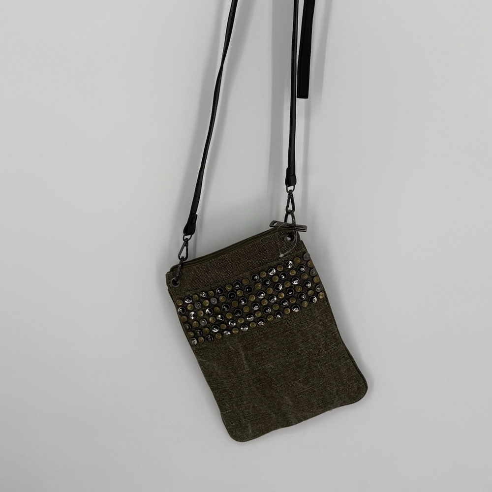 Treska Green Canvas Crossbody Bag Adjustable